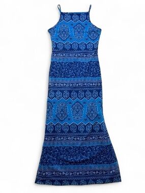 California Concepts Vintage Blue Paisley Print Maxi Dress Womens Size Small